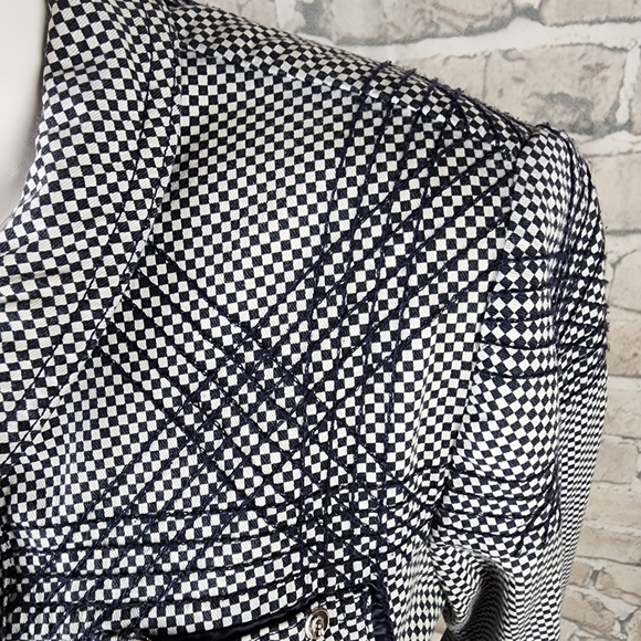 Sportalm Indian Rhapsody Fitted Bomber Jacket Navy White Checker Size 36/Small - Picture 8 of 16
